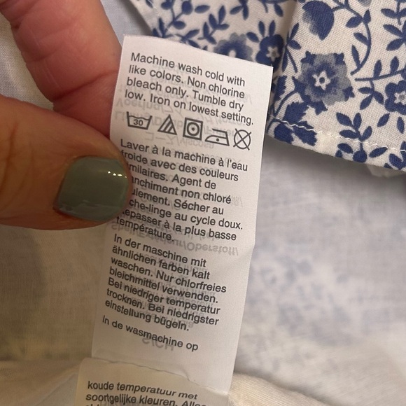 Madewell Blue & White Ruffle Button-Front Trapeze Dress‎ Women’s Size Small - Picture 11 of 13